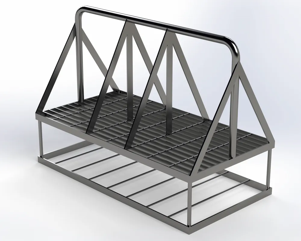 A-frame fixture with grating deck — CAD model